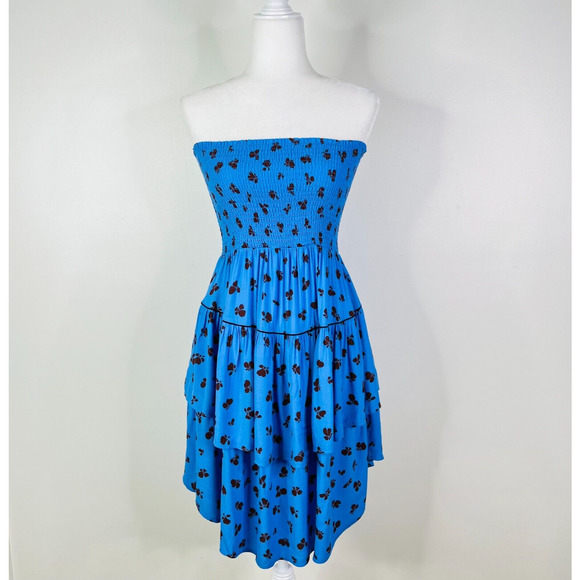 Ganni NWT Roseburg Crepe‎ Shirred Layered Strapless Dress/Skirt Sz 40 8/10 - Picture 1 of 6